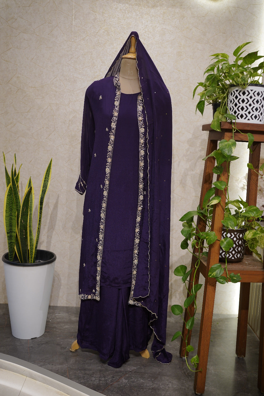 Elegant Embroidered Palazzo Suit Set Code: 4399