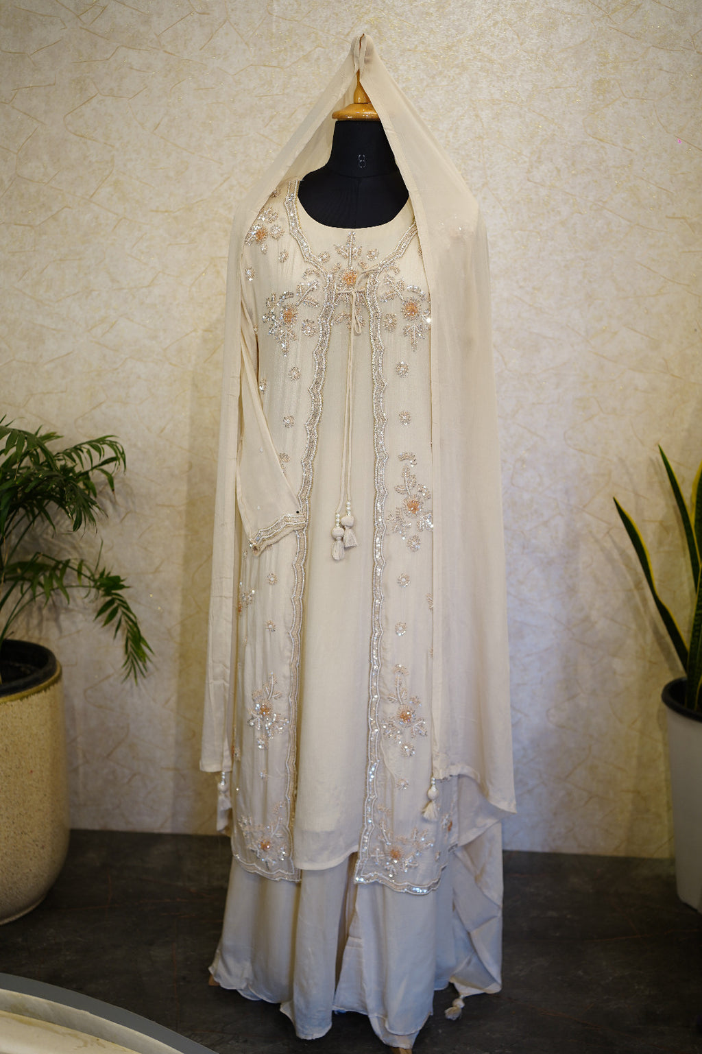 Three-Piece Anarkali Suit with Layered Jacket  code 4593