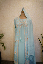 Three-Piece Anarkali Suit with Layered Jacket  code 4593