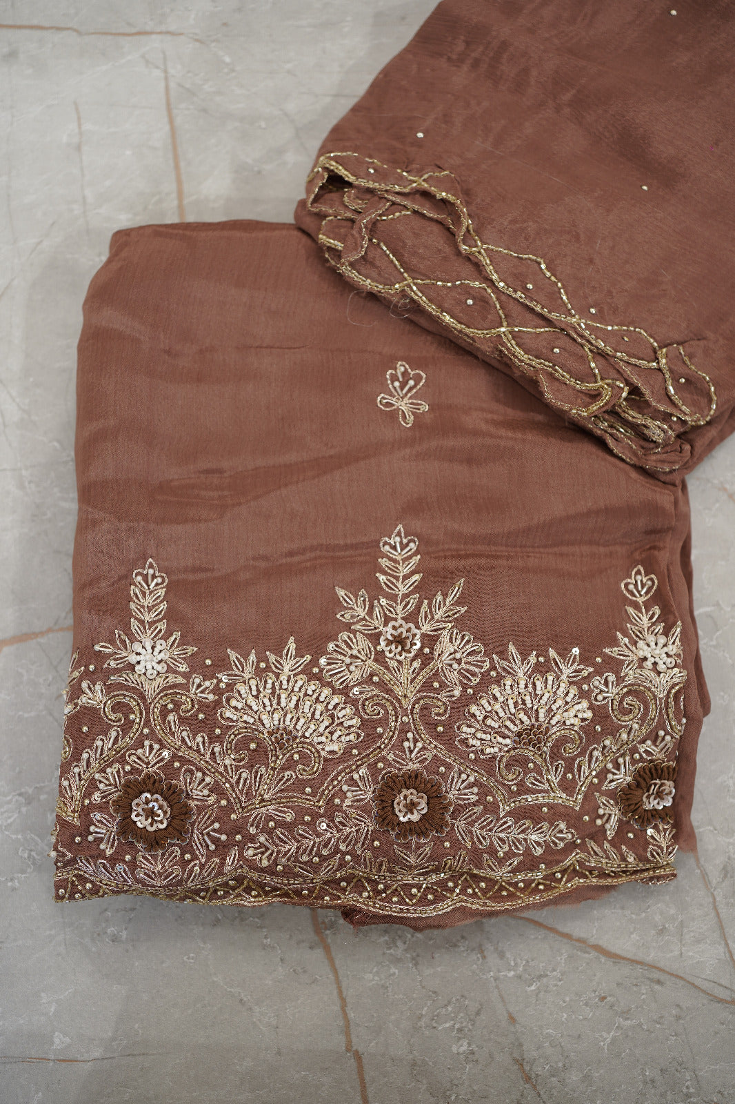 Georgette Salwar Suit Material with Scalloped Dupatta code 1556