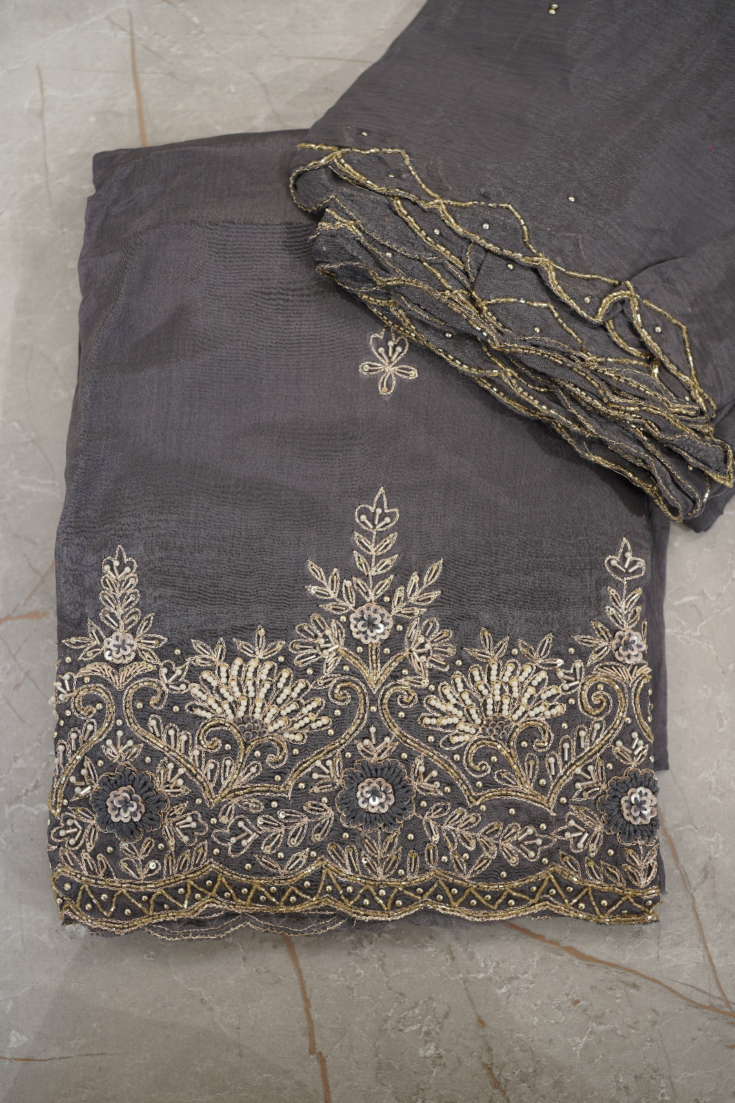 Georgette Salwar Suit Material with Scalloped Dupatta code 1556