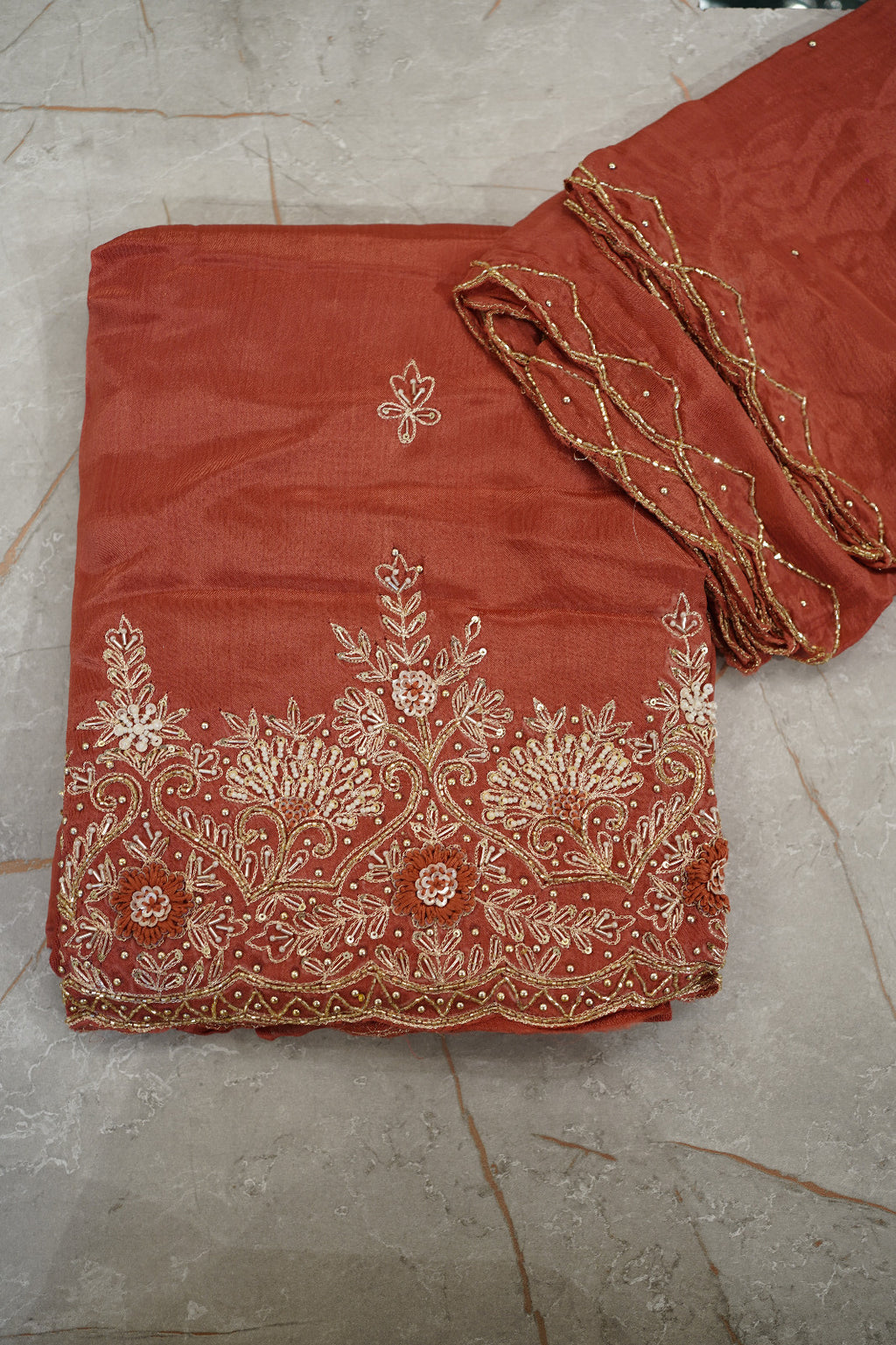 Georgette Salwar Suit Material with Scalloped Dupatta code 1556
