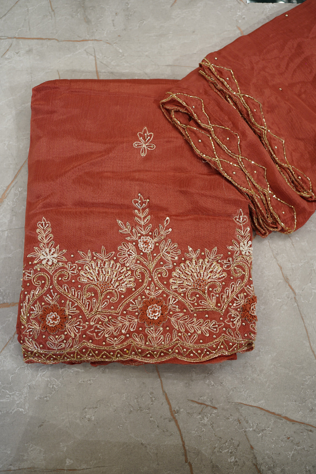 Georgette Salwar Suit Material with Scalloped Dupatta code 1556