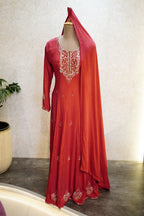 ✨ Elegant Hand-Embroidered Gown Set with Matching Dupatta code  4475