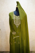 ✨ Elegant Hand-Embroidered Gown Set with Matching Dupatta code  4475