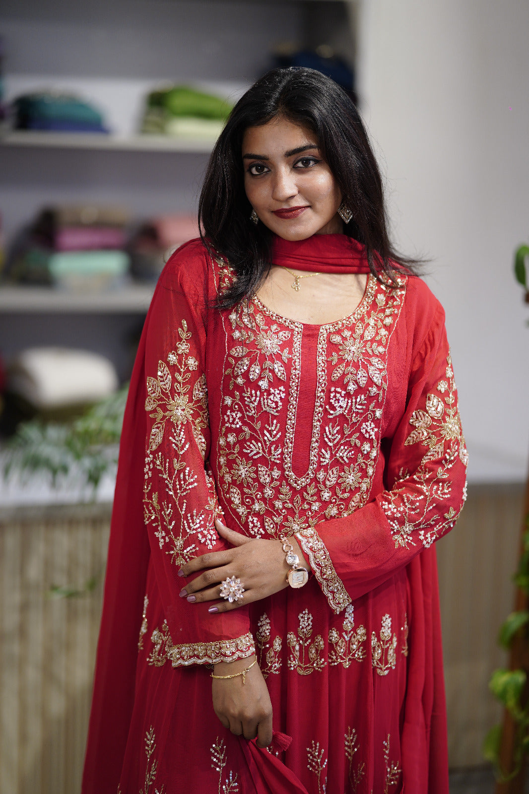👑Regal Heavily Embellished Anarkali Suit Set Code -4128