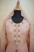 🌸Hand-Embroidered Sharara Set with Scalloped Dupatta-C 2053
