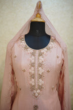 🌸Hand-Embroidered Sharara Set with Scalloped Dupatta-C 2053