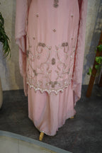 🌸Hand-Embroidered Sharara Set with Scalloped Dupatta-C 2053