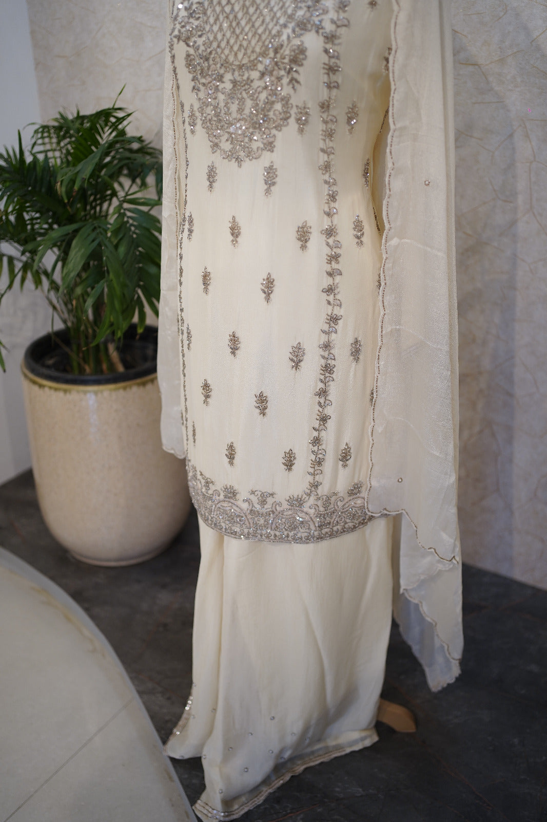 Elegant Embroidered Sharara Suit Set-C 2051