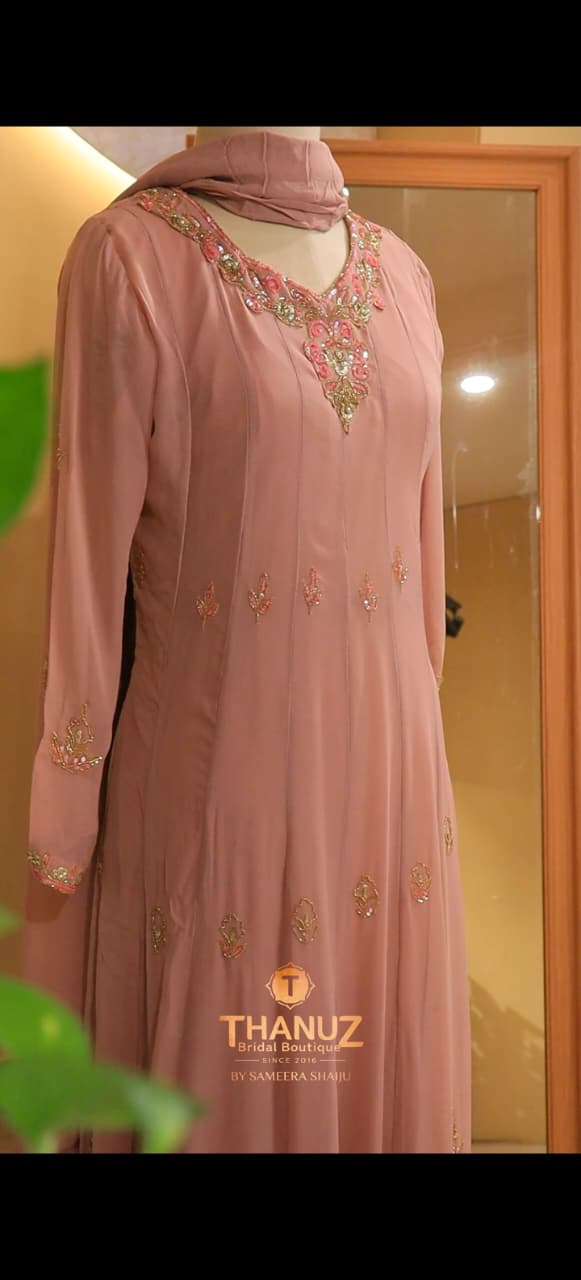 Hand-Worked Anarkali Gown with Dupatta Code -4444