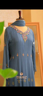 Hand-Worked Anarkali Gown with Dupatta Code -4444