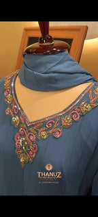 Hand-Worked Anarkali Gown with Dupatta Code -4444