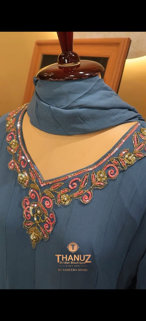 Hand-Worked Anarkali Gown with Dupatta Code -4444