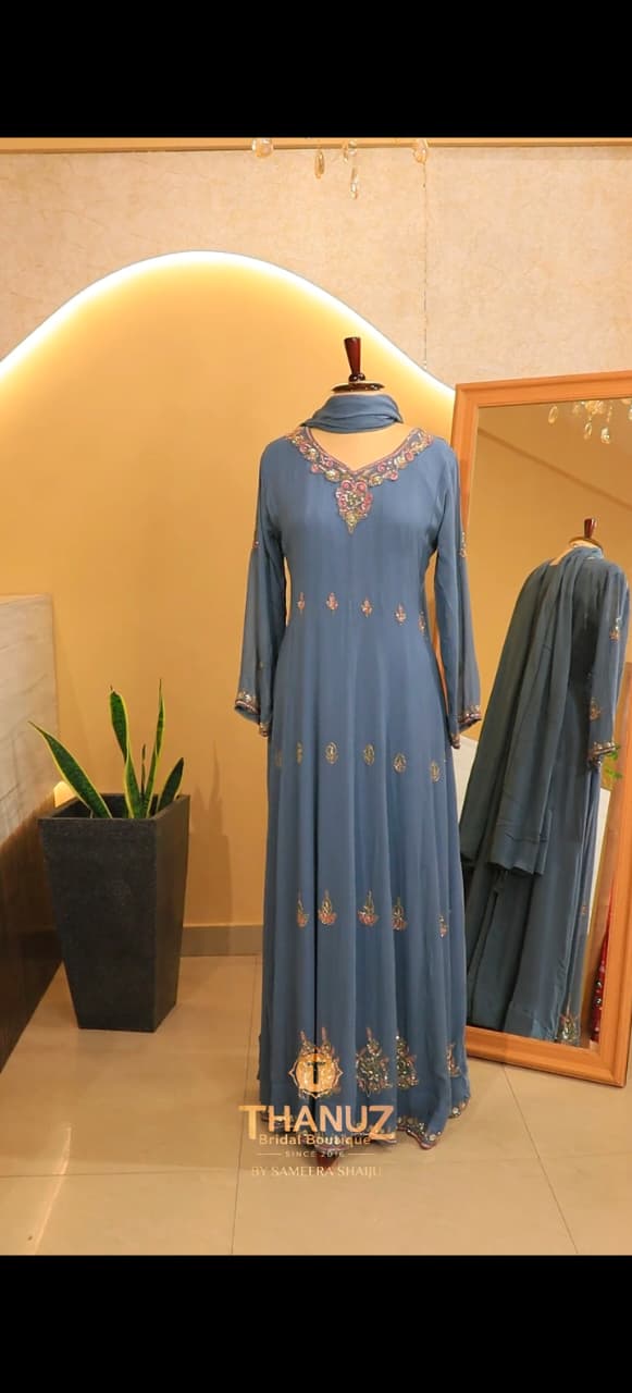Hand-Worked Anarkali Gown with Dupatta Code -4444