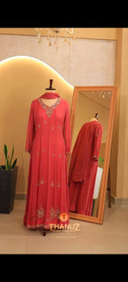 Hand-Worked Anarkali Gown with Dupatta Code -4444