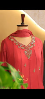 Hand-Worked Anarkali Gown with Dupatta Code -4444