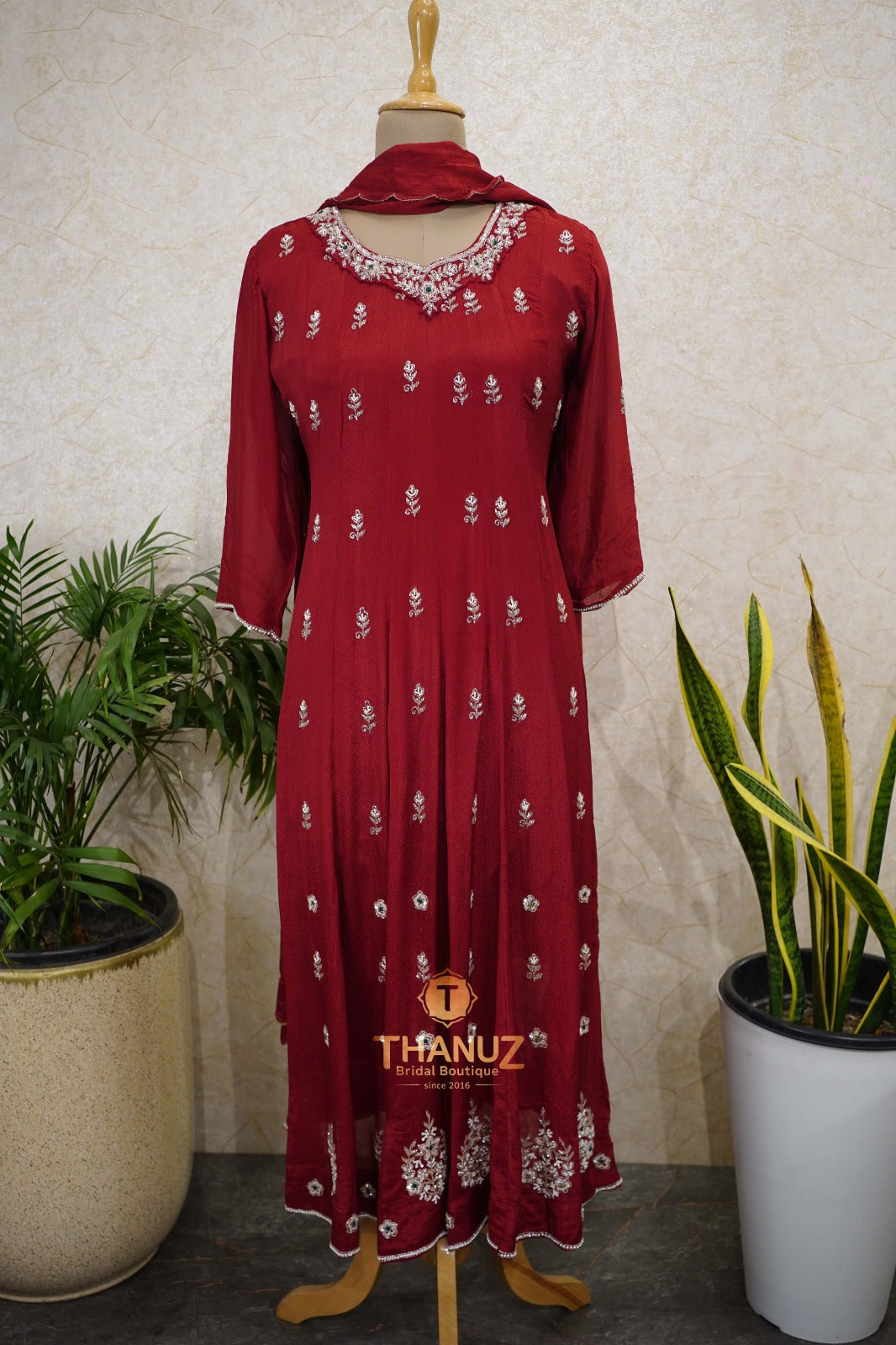 Elegant Hand-Embellished Anarkali Gown Set Code 1034