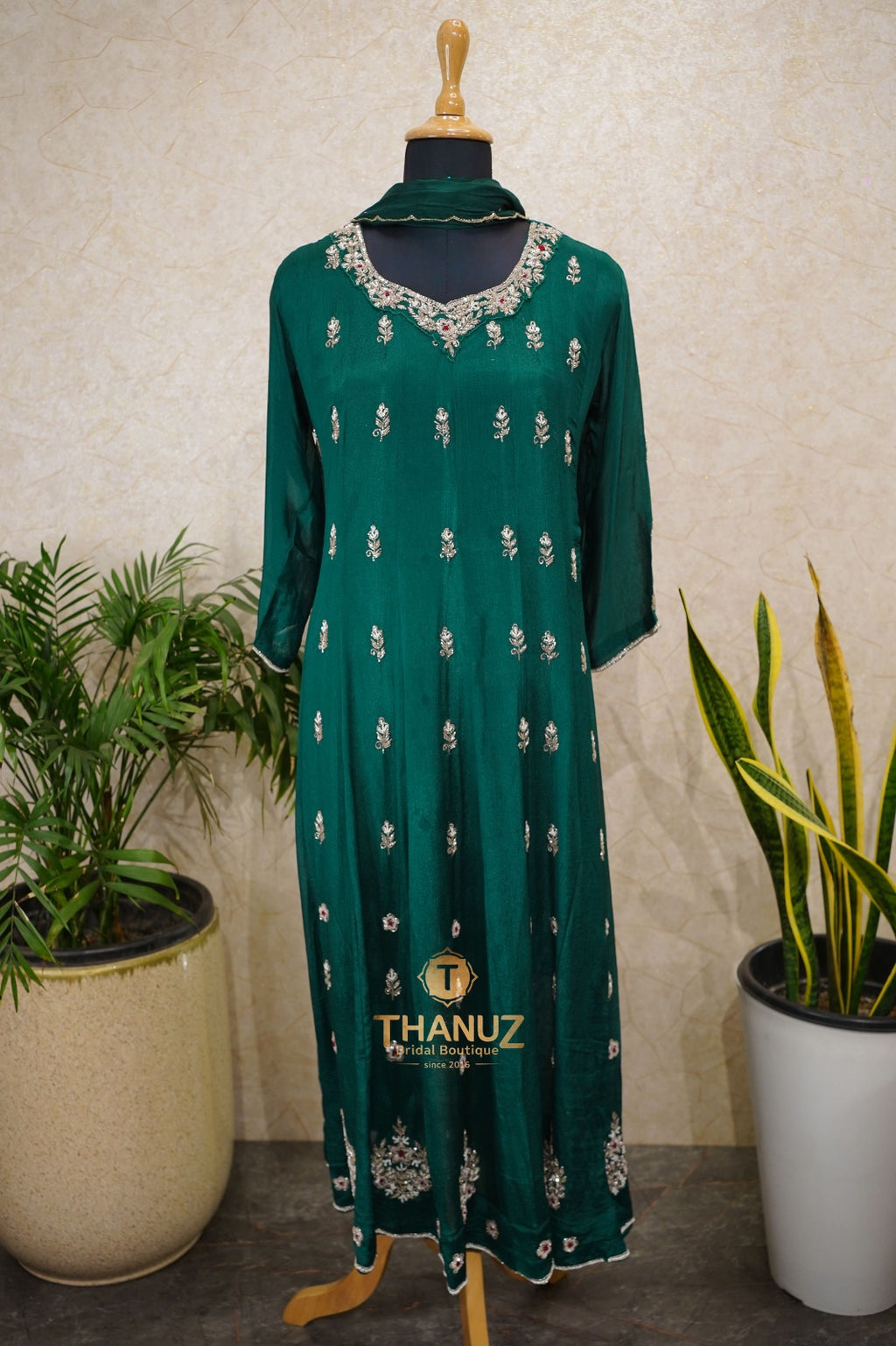 Elegant Hand-Embellished Anarkali Gown Set Code 1034