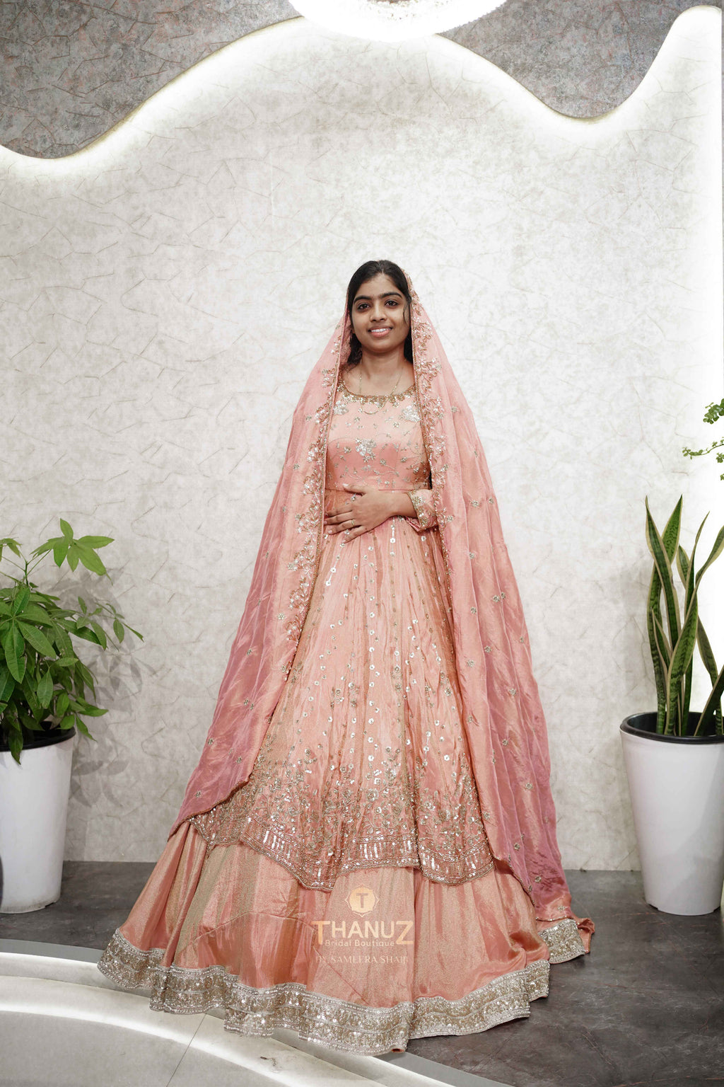 Customised Arabic Bridal Lehenga – Tissue Elegance